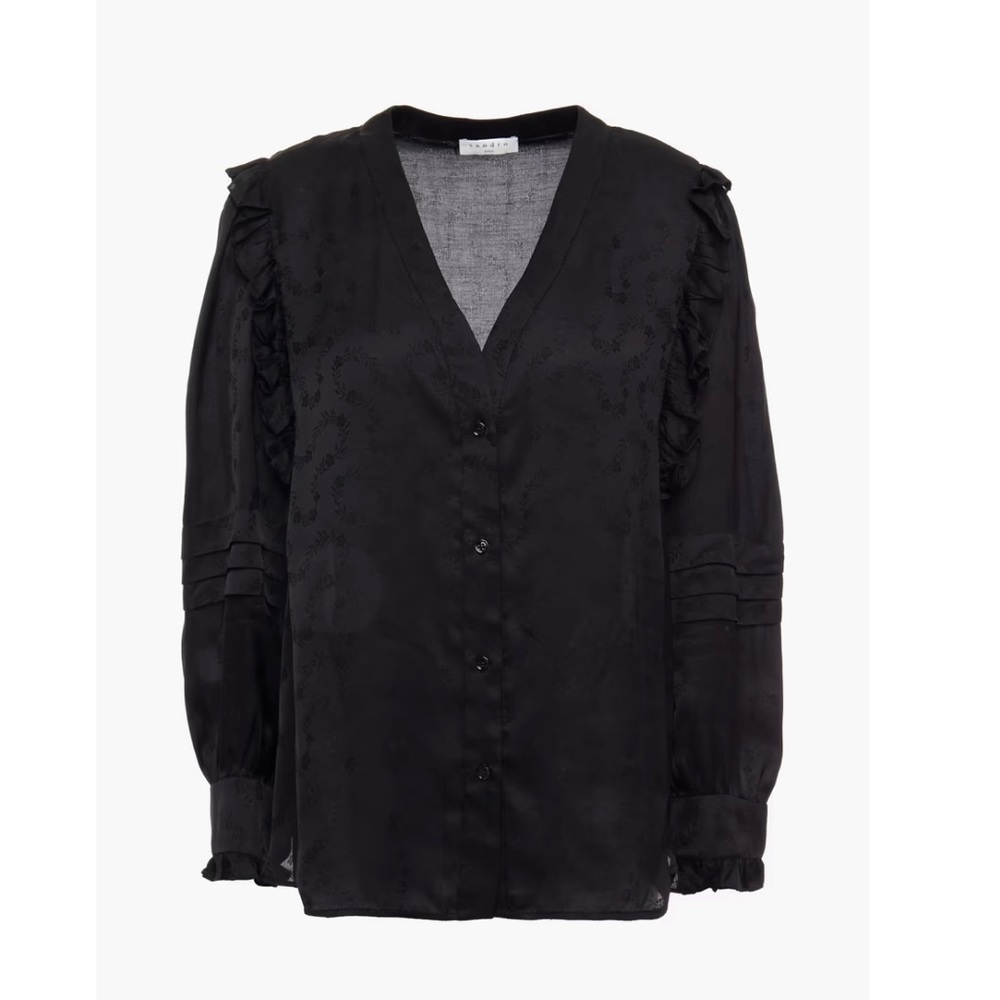 Sandro Ruffle-trimmed jacquard blouse Size 3 (US 8)
